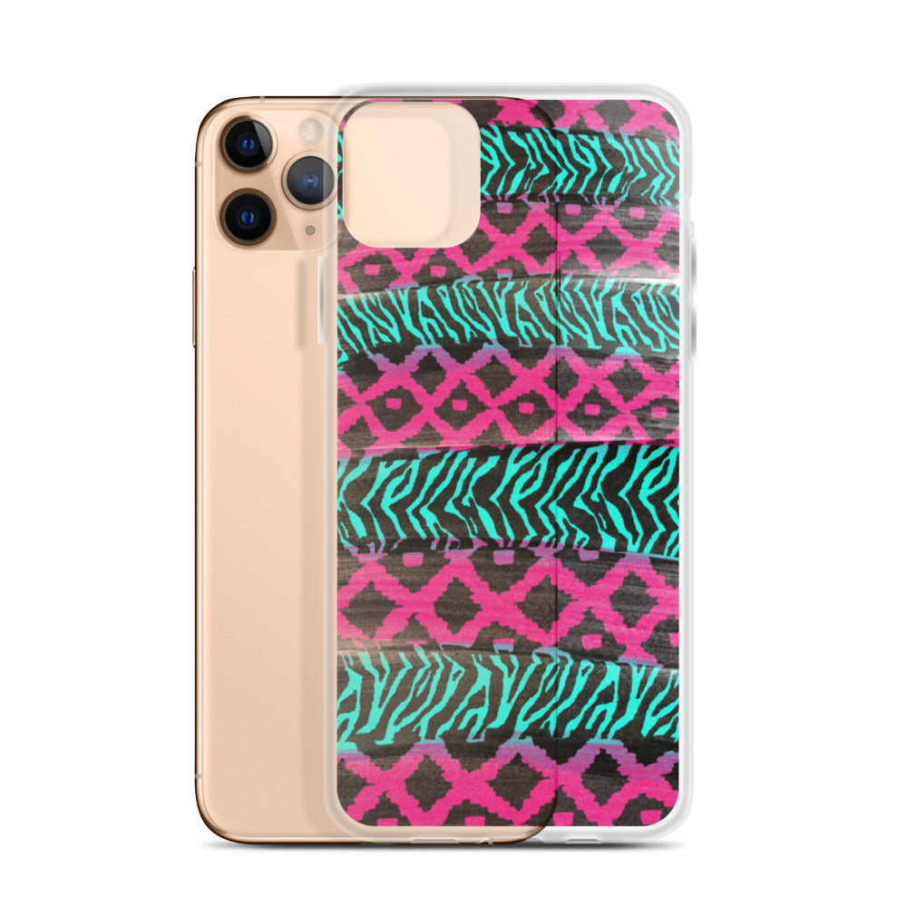 Pink and Teal Patterned iPhone Case