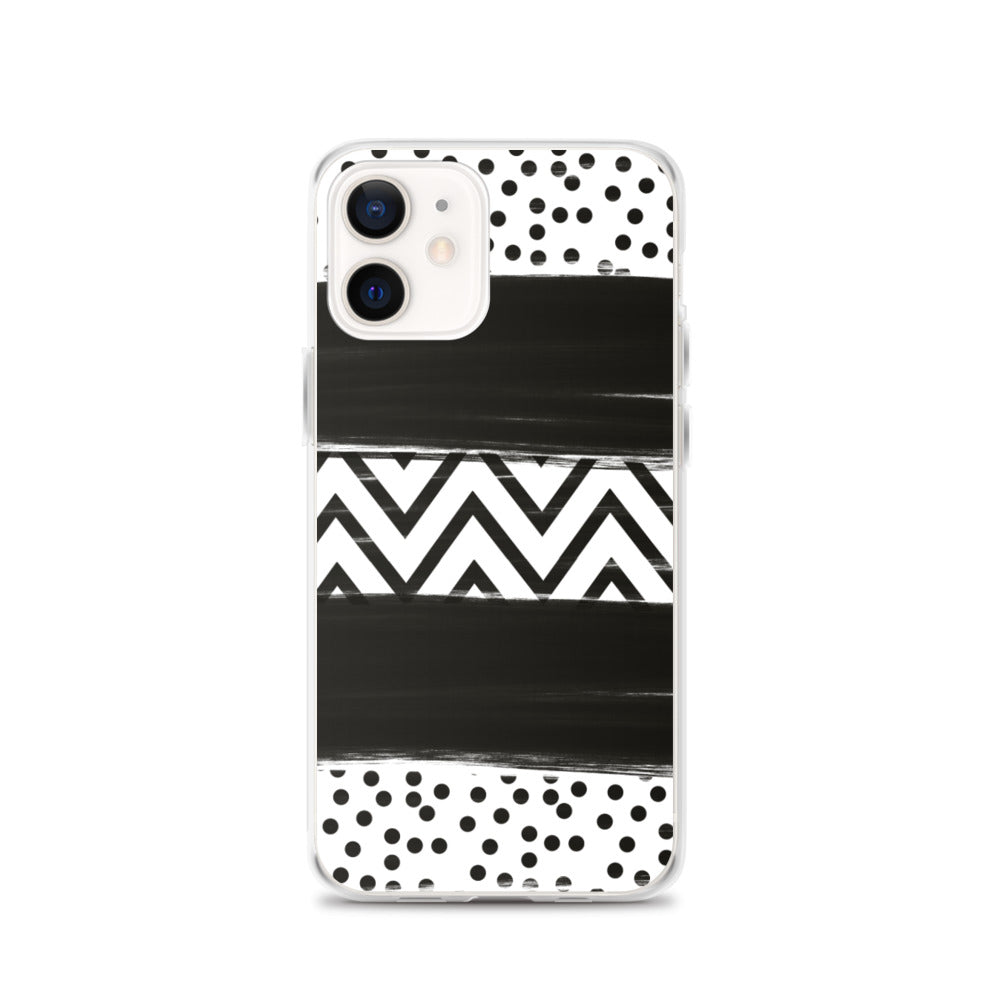 Black & White Chevron and Dots iPhone Case