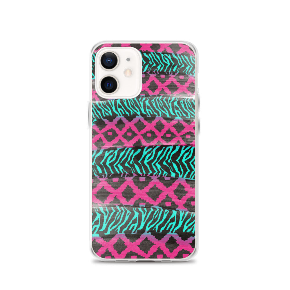 Pink and Teal Patterned iPhone Case