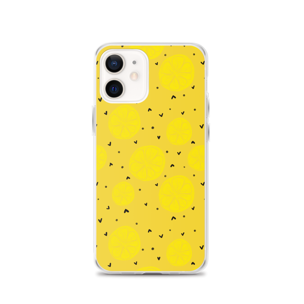 Yellow Lemon and Hearts iPhone Case