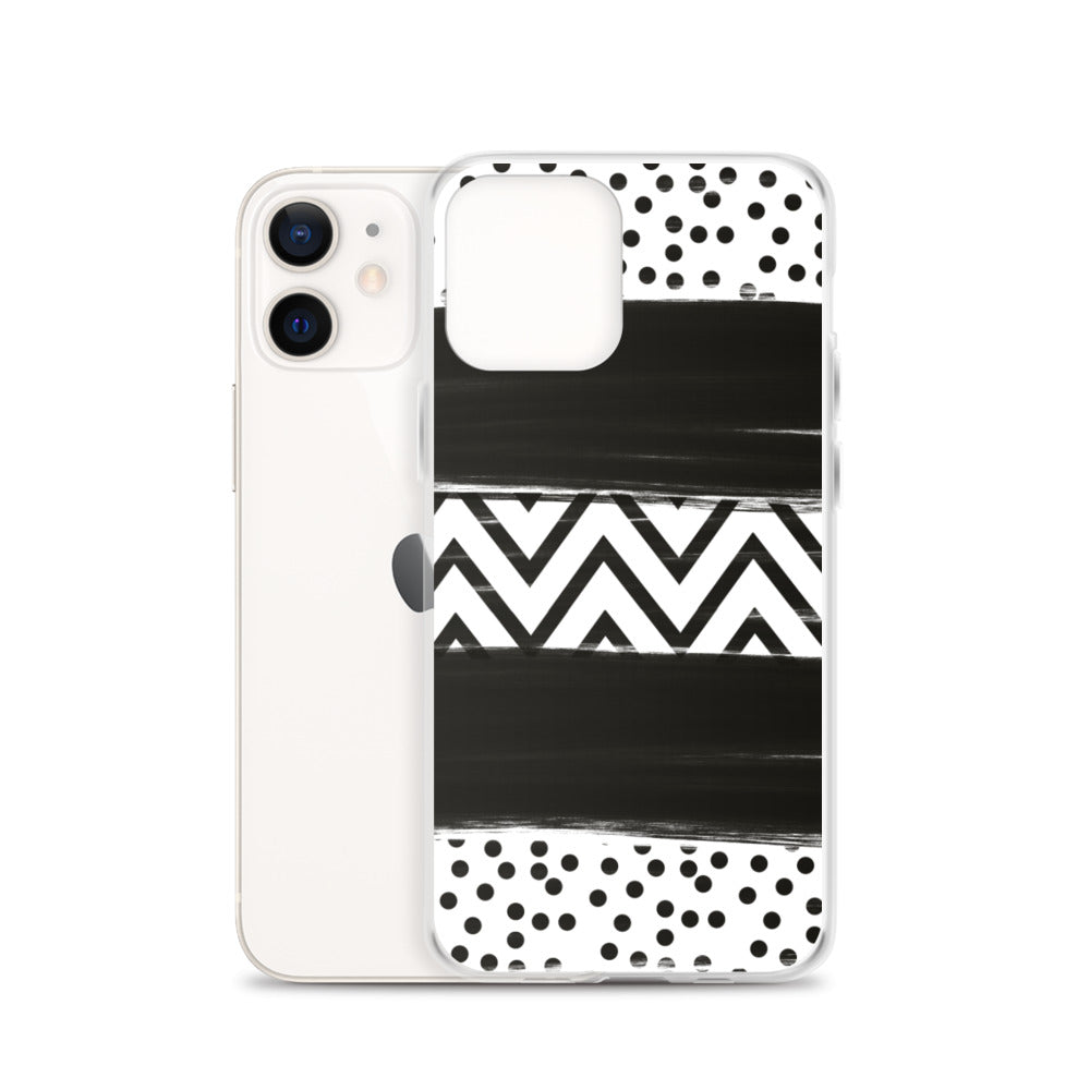 Black & White Chevron and Dots iPhone Case