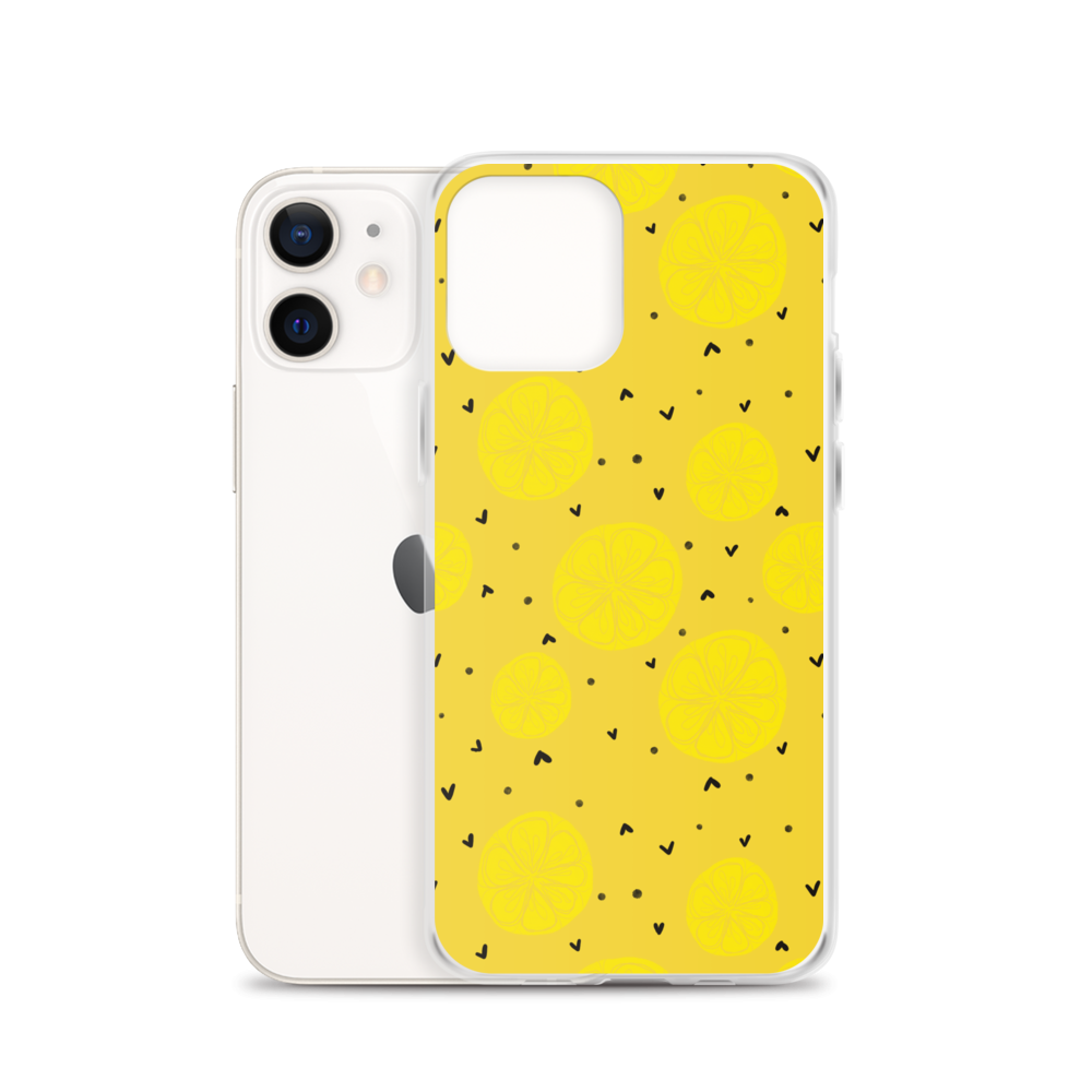 Yellow Lemon and Hearts iPhone Case