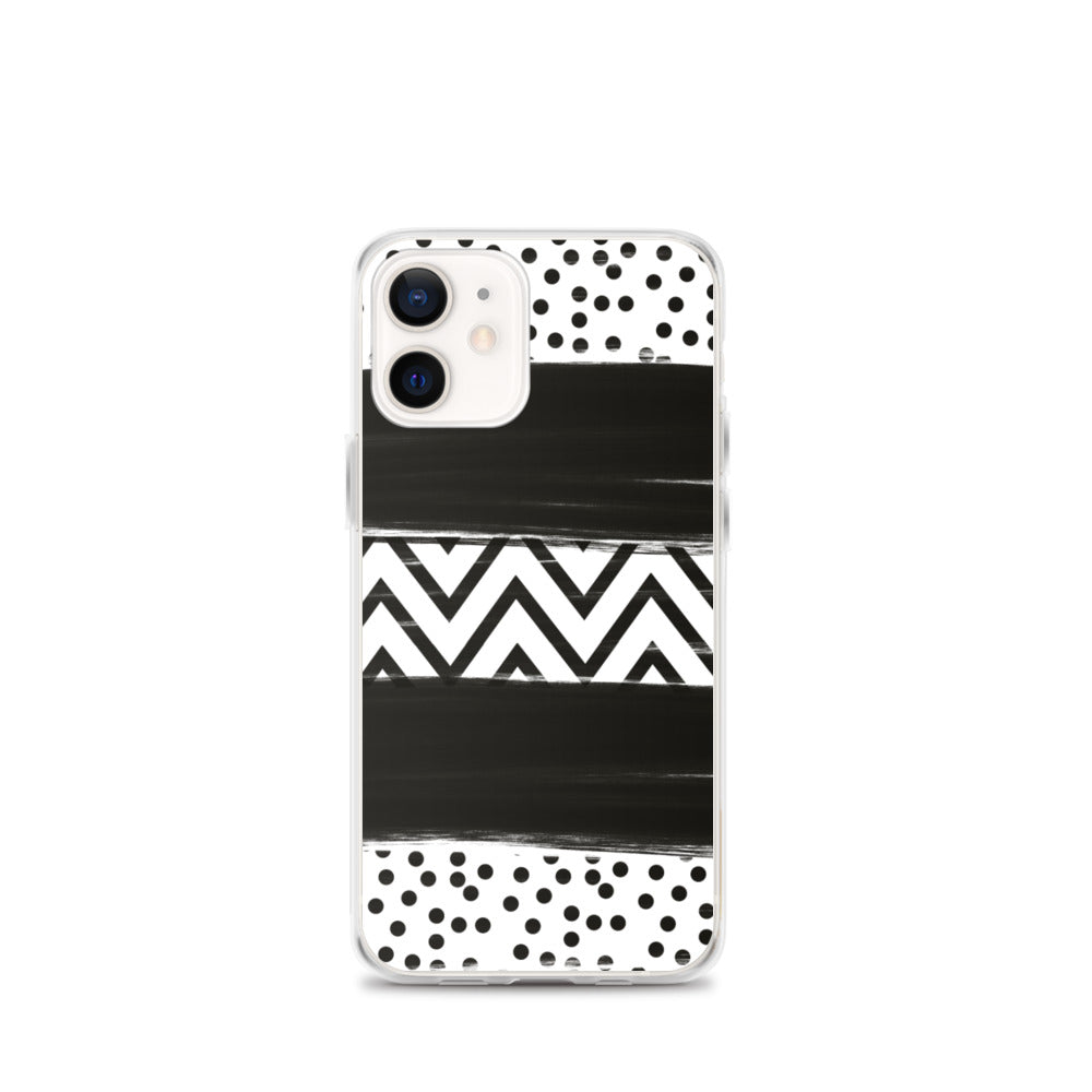 Black & White Chevron and Dots iPhone Case