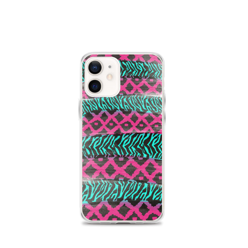 Pink and Teal Patterned iPhone Case