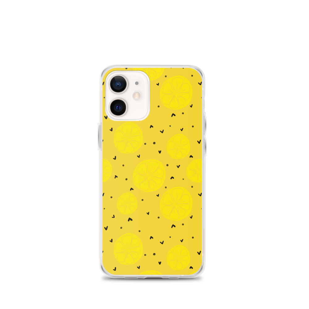Yellow Lemon and Hearts iPhone Case