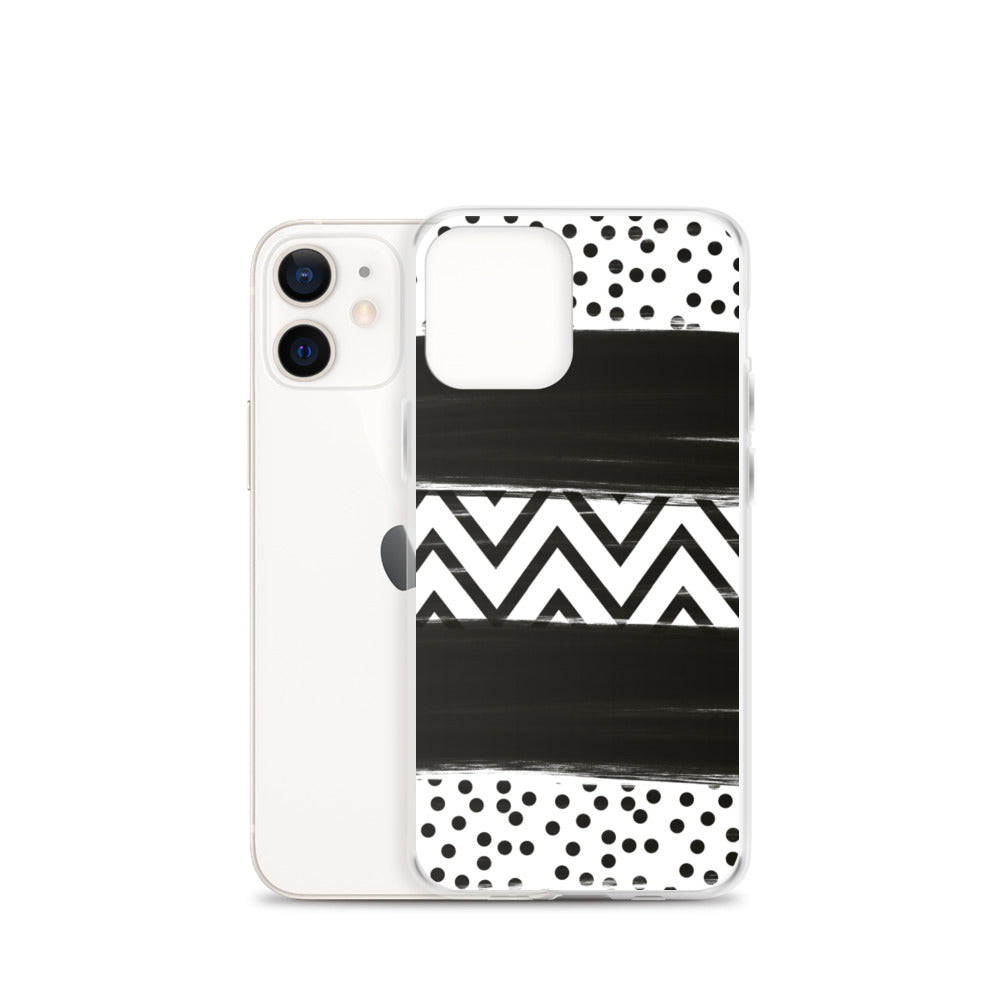Black & White Chevron and Dots iPhone Case