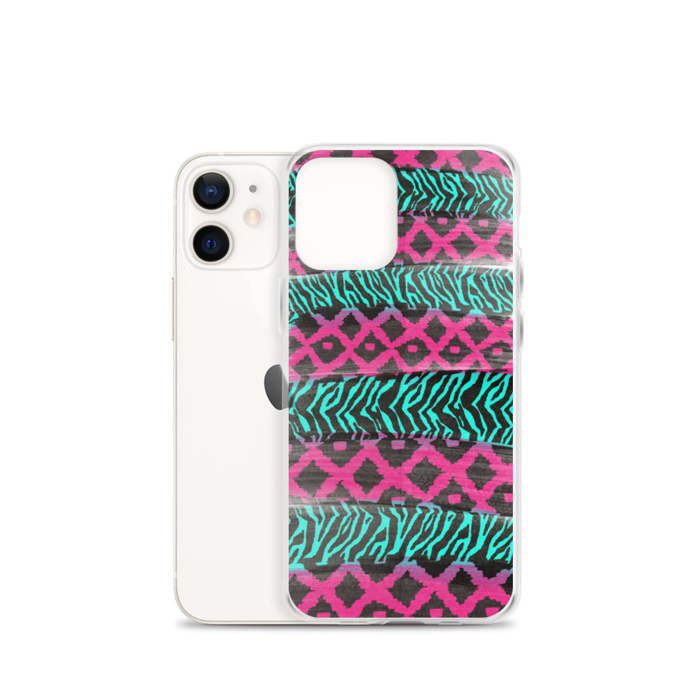 Pink and Teal Patterned iPhone Case
