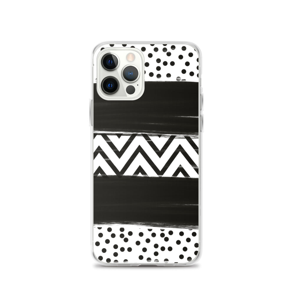 Black & White Chevron and Dots iPhone Case