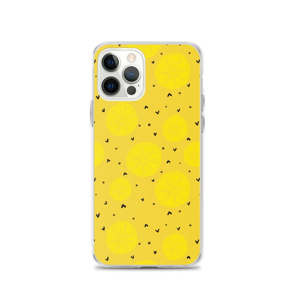 Yellow Lemon and Hearts iPhone Case