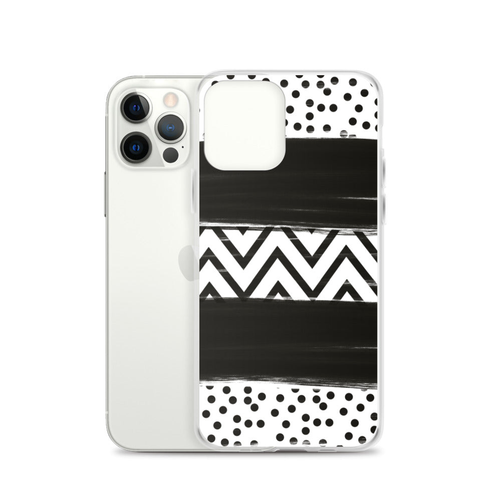 Black & White Chevron and Dots iPhone Case