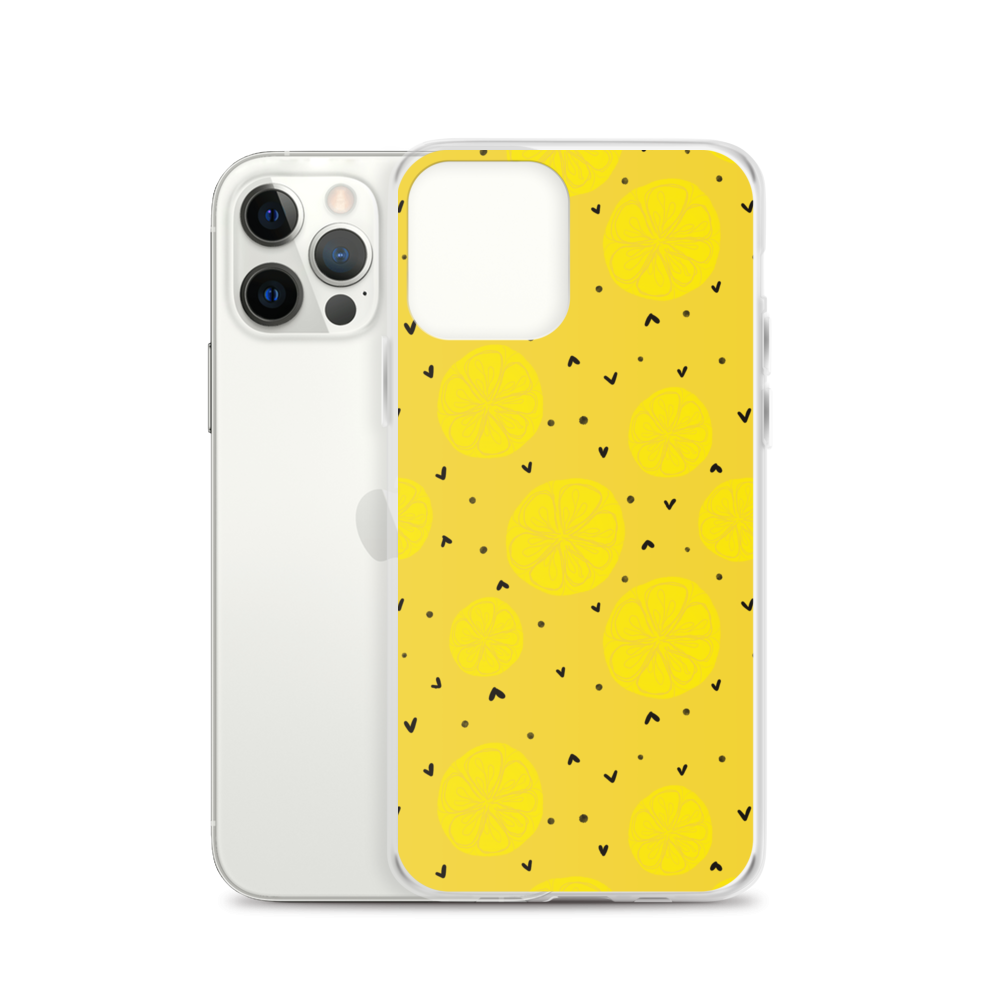 Yellow Lemon and Hearts iPhone Case