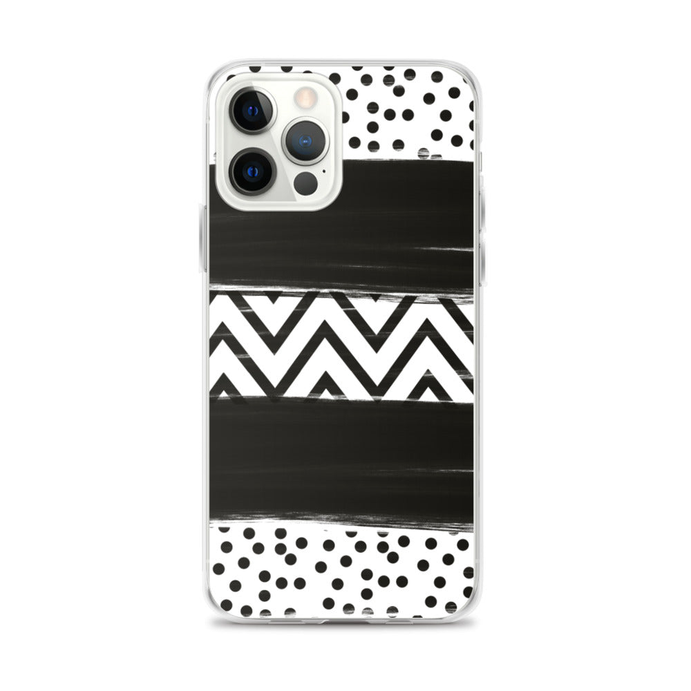 Black & White Chevron and Dots iPhone Case