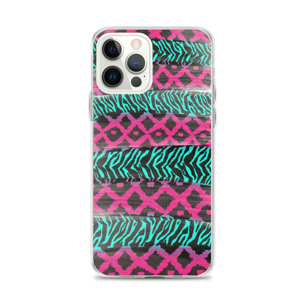 Pink and Teal Patterned iPhone Case