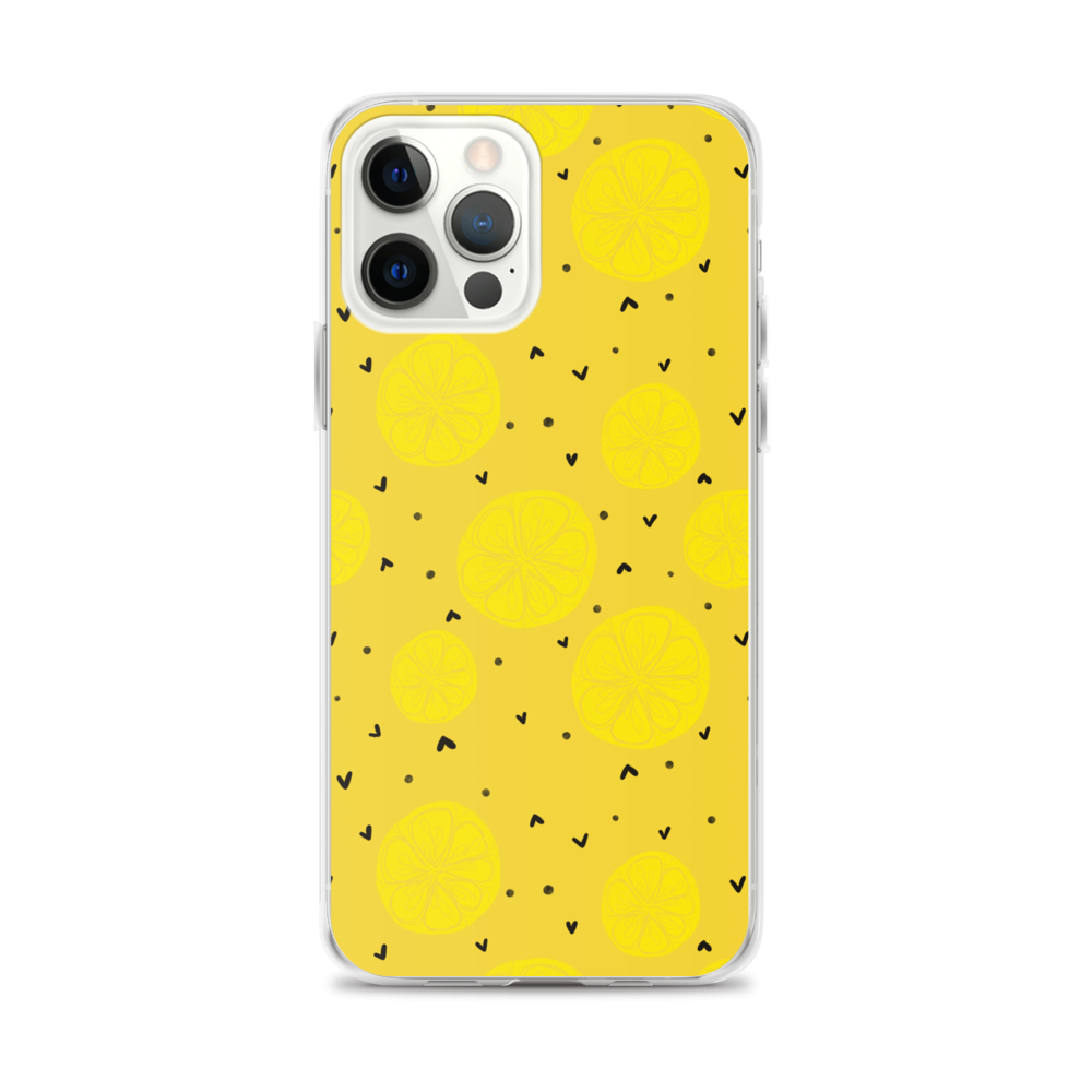 Yellow Lemon and Hearts iPhone Case