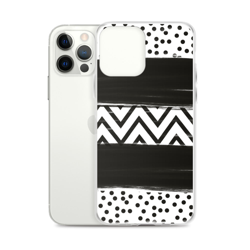 Black & White Chevron and Dots iPhone Case