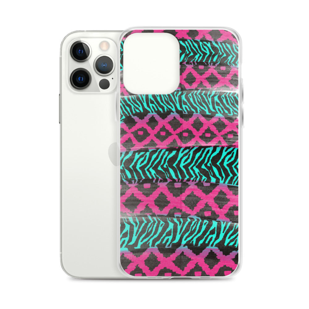 Pink and Teal Patterned iPhone Case