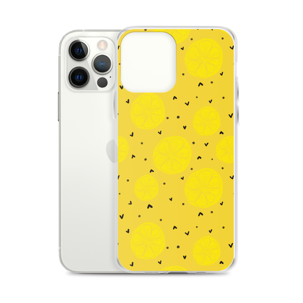 Yellow Lemon and Hearts iPhone Case