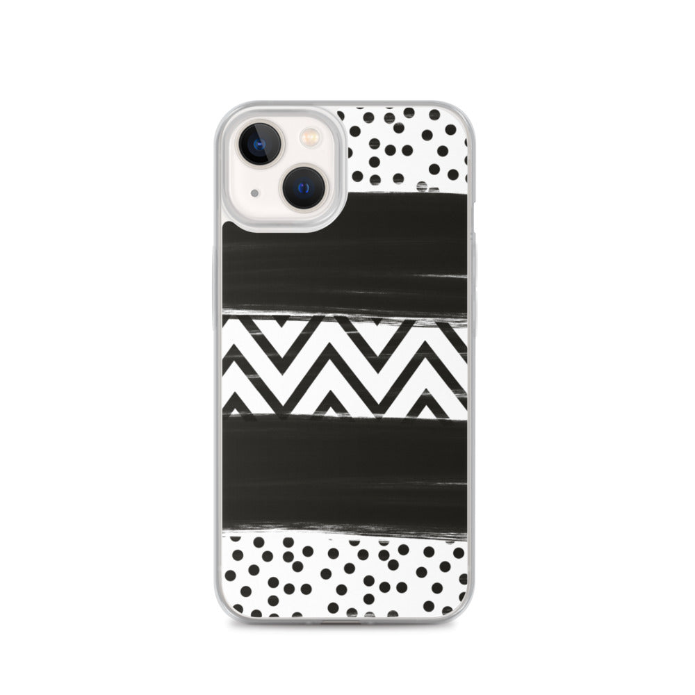 Black & White Chevron and Dots iPhone Case