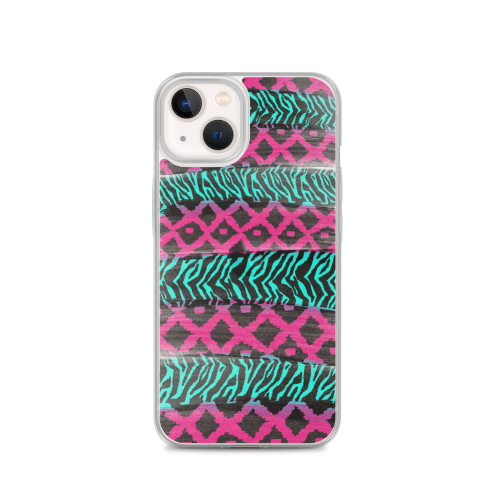 Pink and Teal Patterned iPhone Case