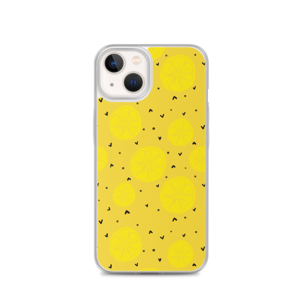 Yellow Lemon and Hearts iPhone Case