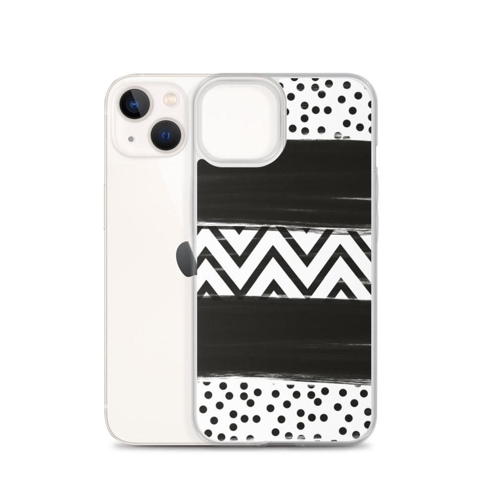 Black & White Chevron and Dots iPhone Case