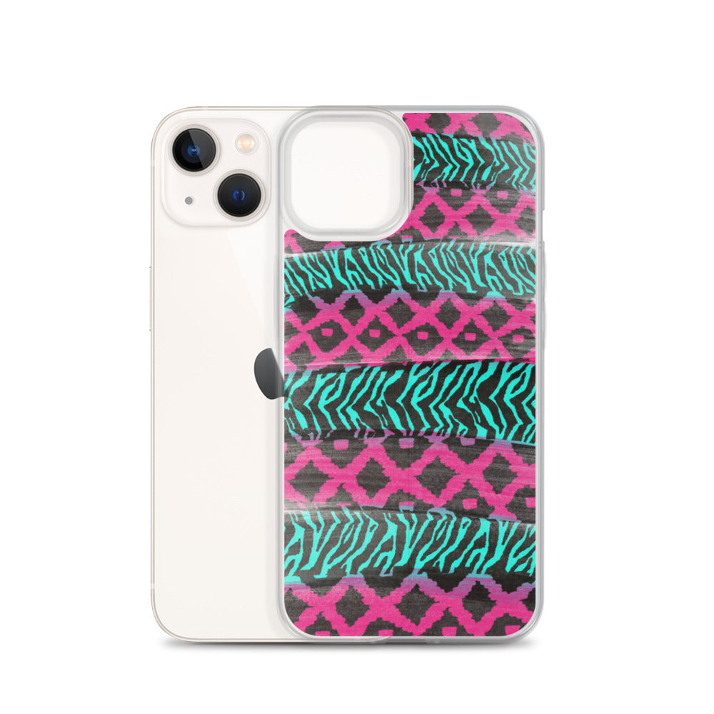 Pink and Teal Patterned iPhone Case