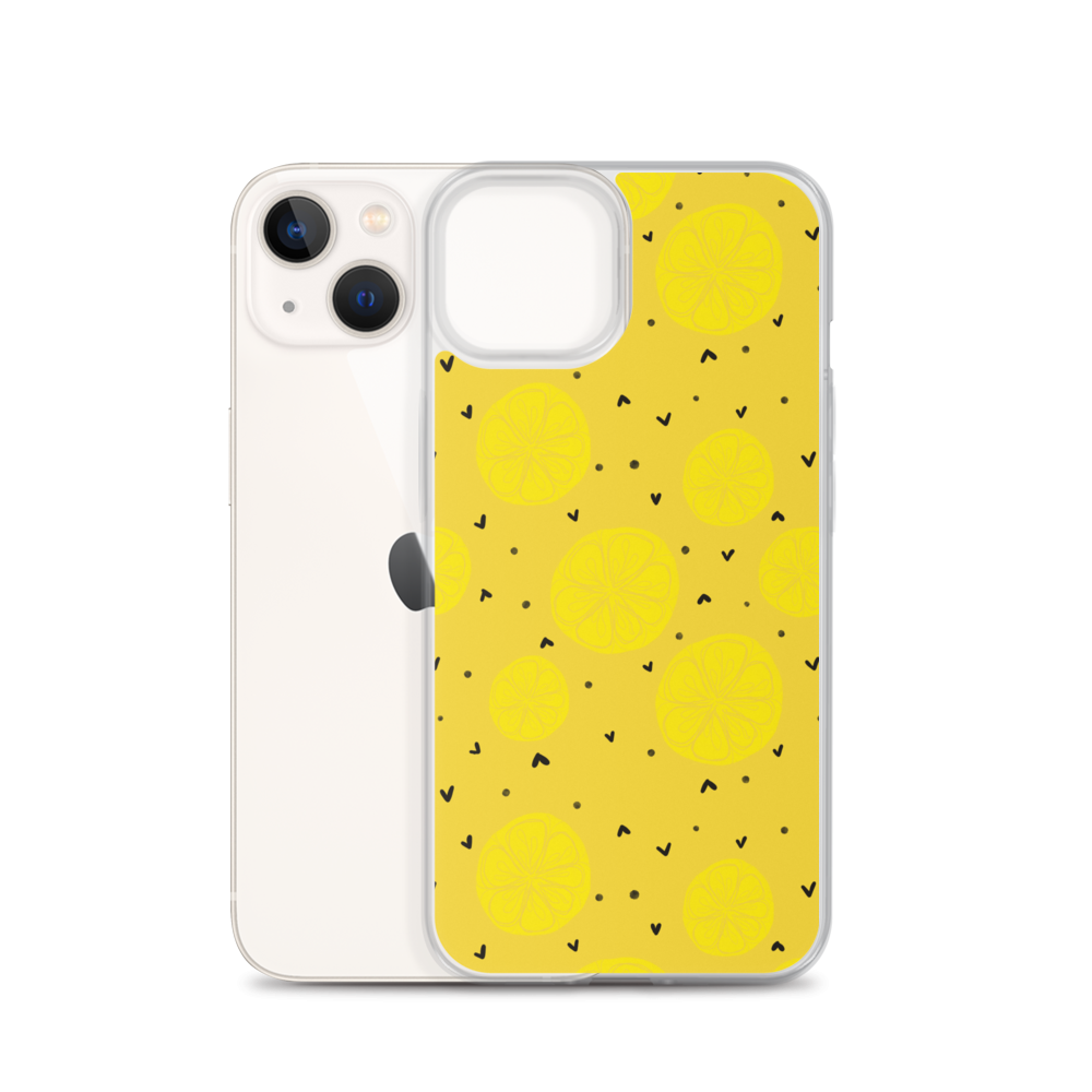 Yellow Lemon and Hearts iPhone Case