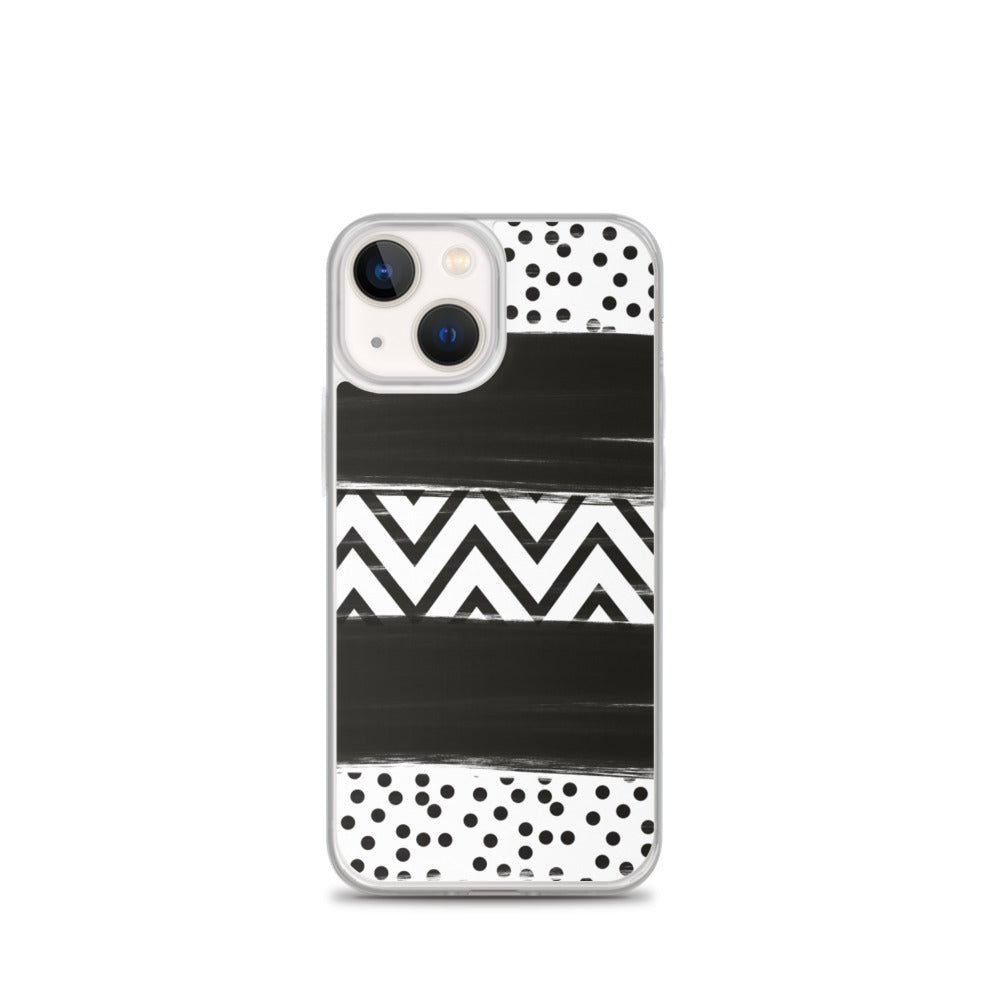 Black & White Chevron and Dots iPhone Case