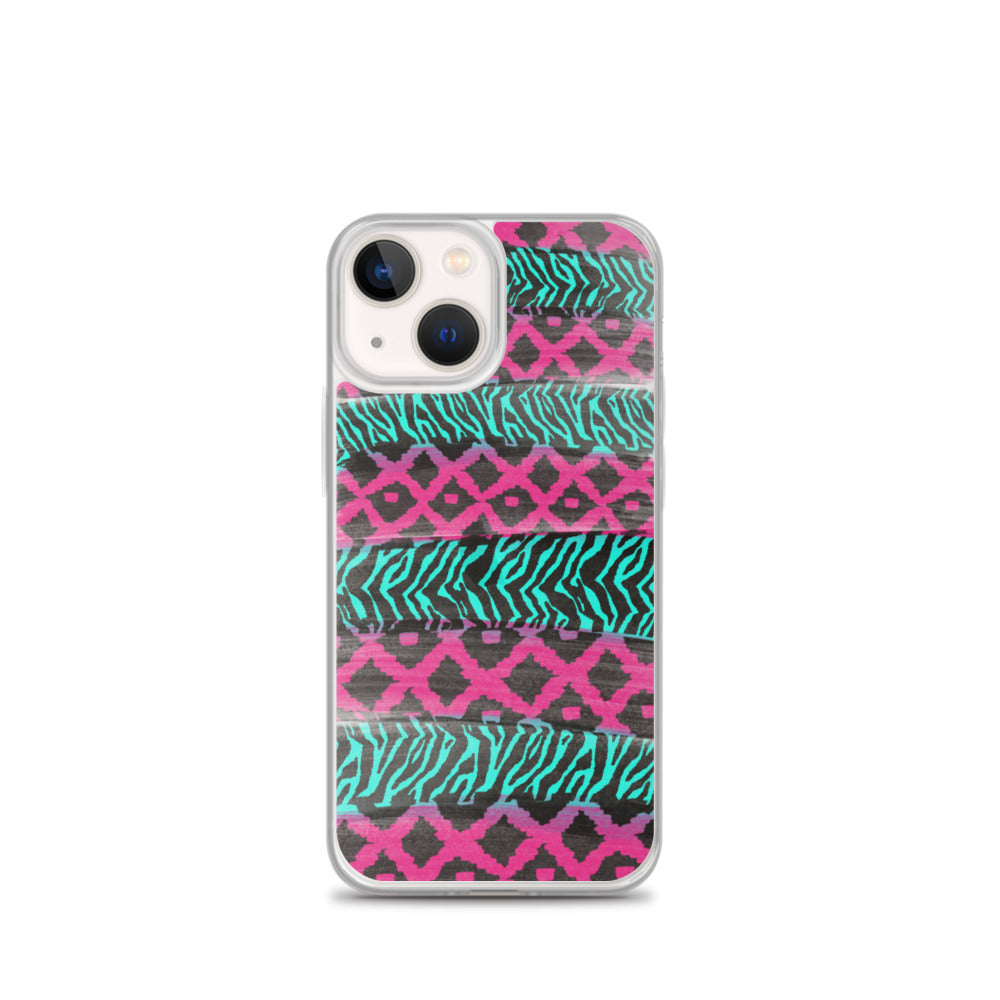 Pink and Teal Patterned iPhone Case