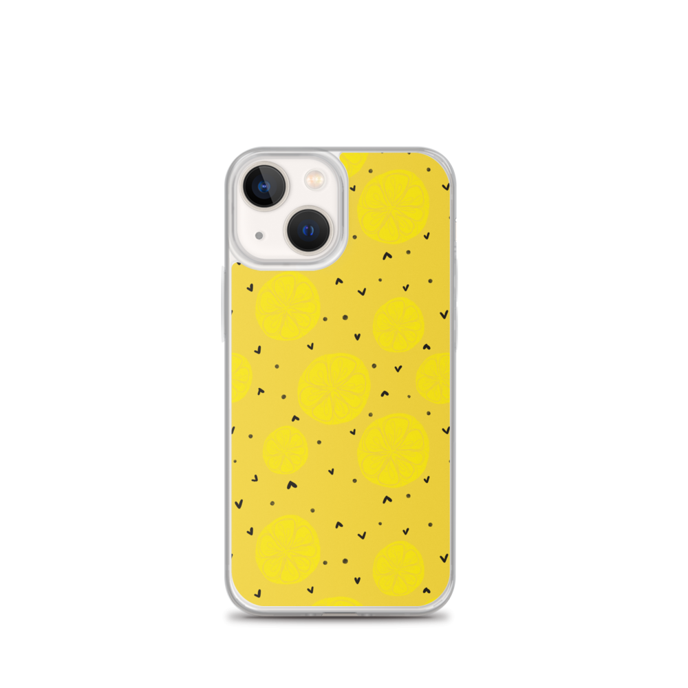 Yellow Lemon and Hearts iPhone Case