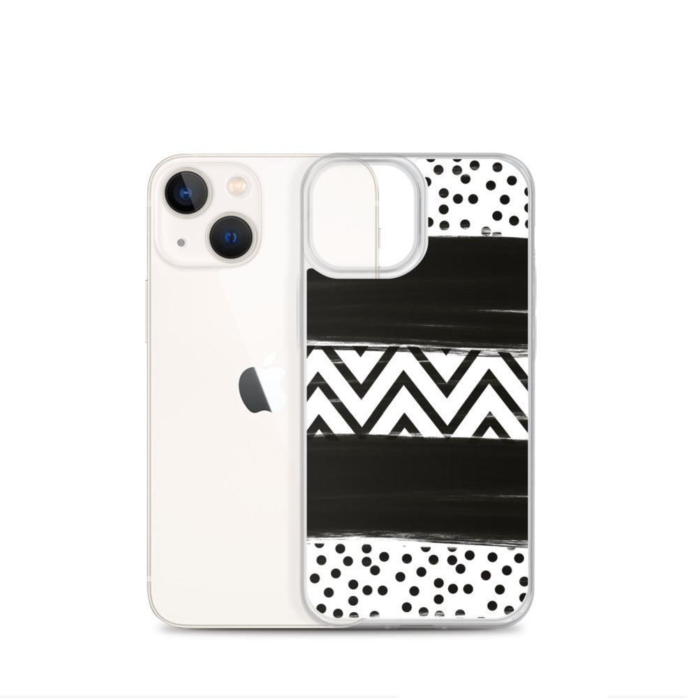 Black & White Chevron and Dots iPhone Case