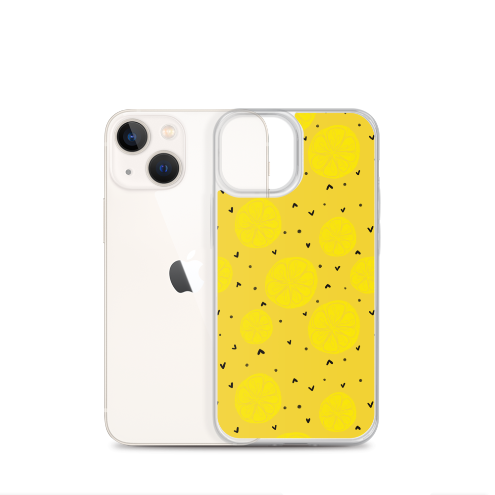 Yellow Lemon and Hearts iPhone Case