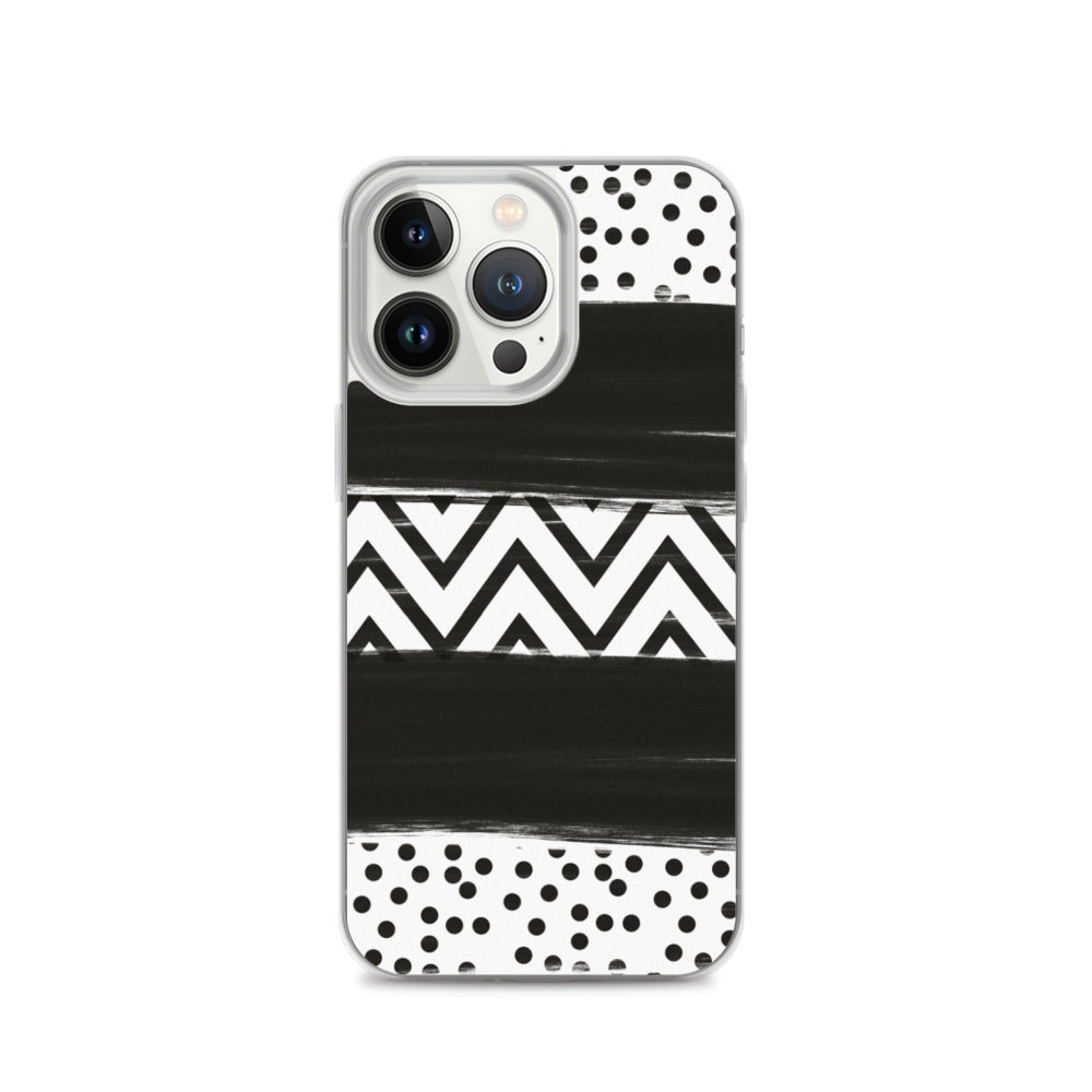 Black & White Chevron and Dots iPhone Case