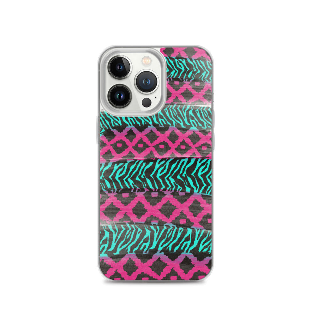 Pink and Teal Patterned iPhone Case