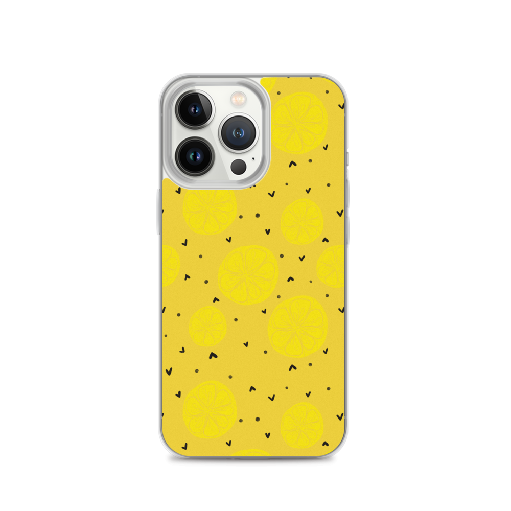 Yellow Lemon and Hearts iPhone Case