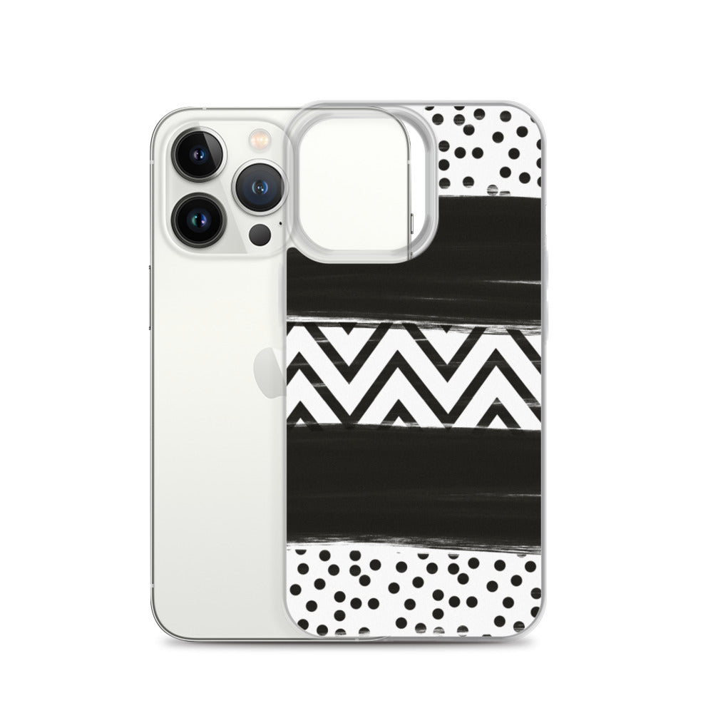 Black & White Chevron and Dots iPhone Case