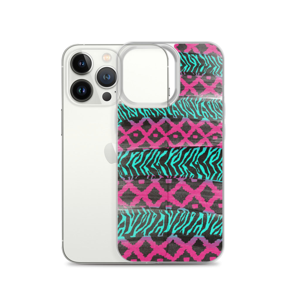 Pink and Teal Patterned iPhone Case