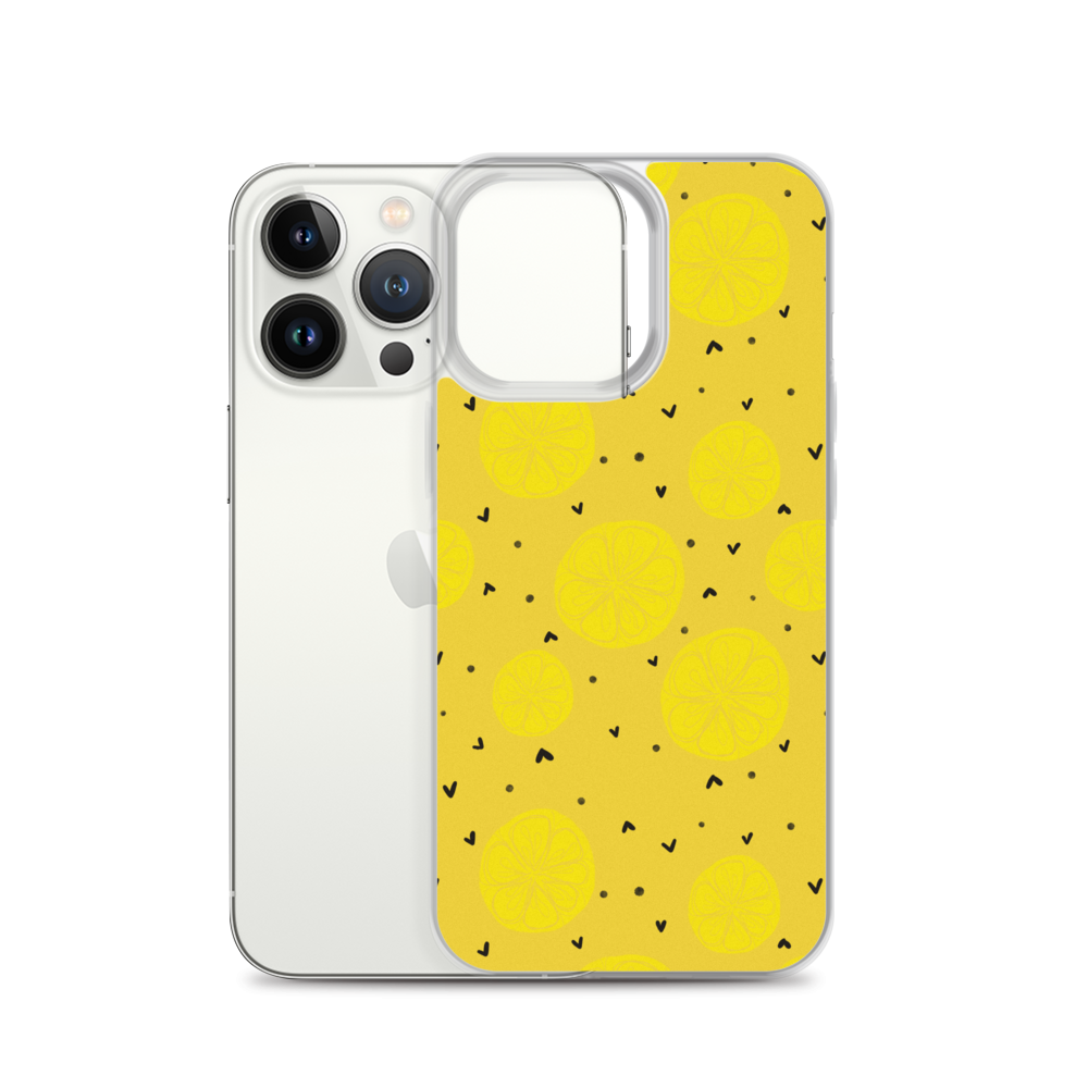 Yellow Lemon and Hearts iPhone Case