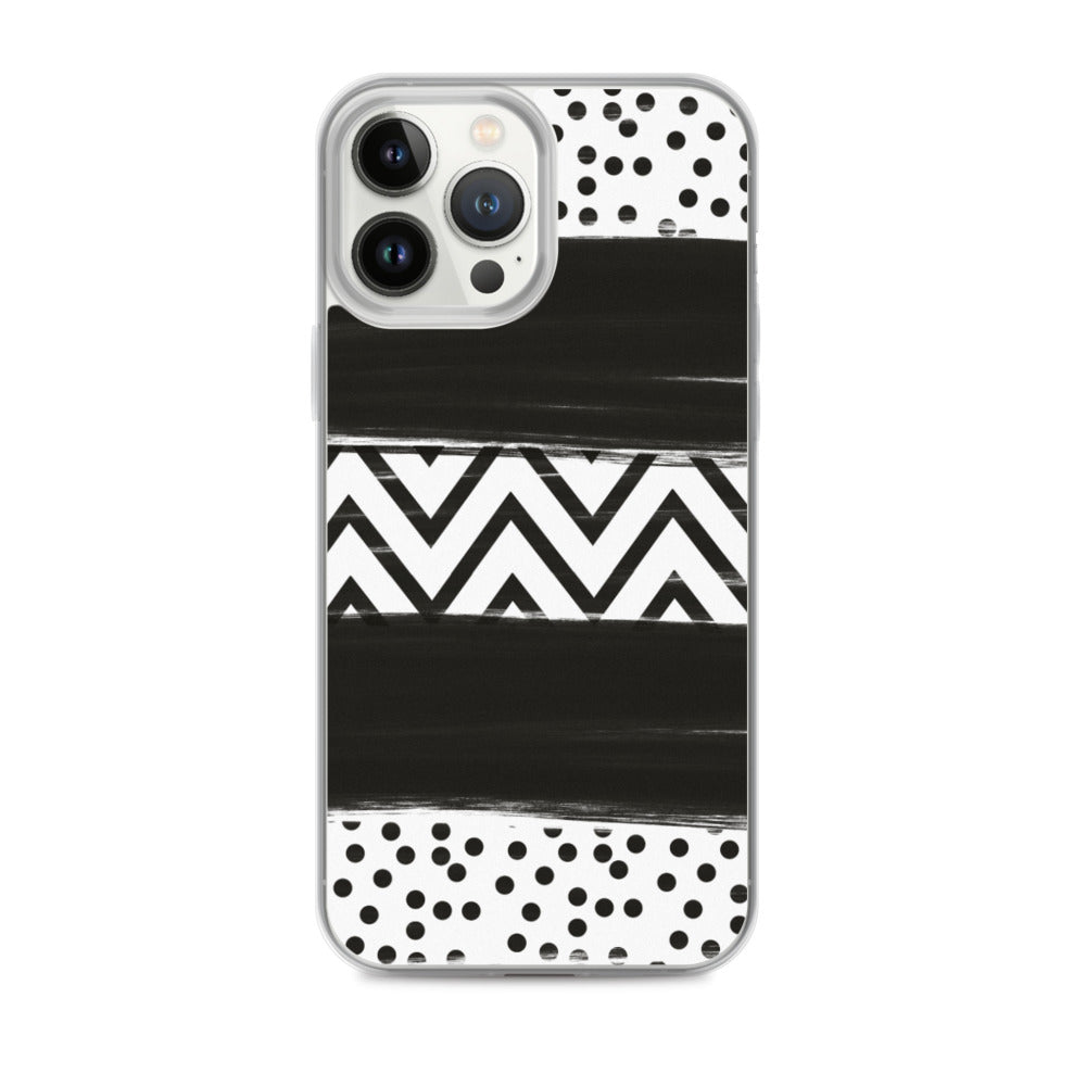 Black & White Chevron and Dots iPhone Case
