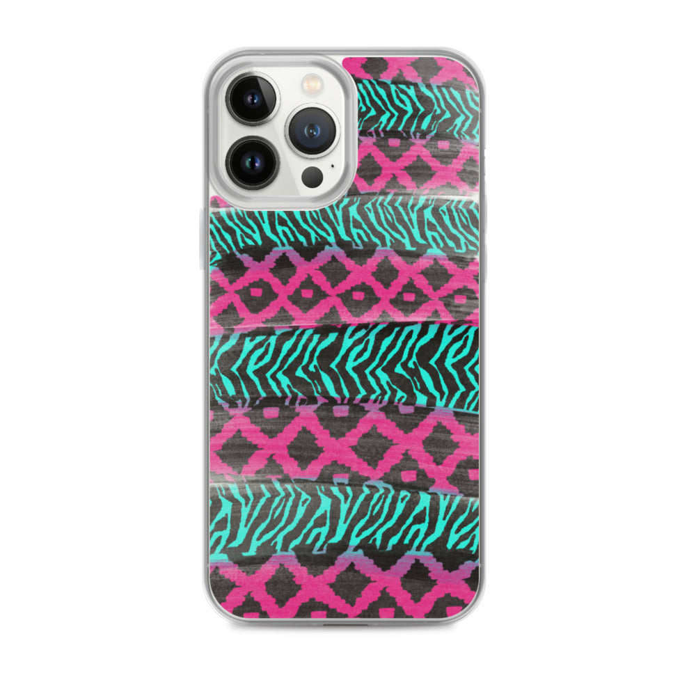 Pink and Teal Patterned iPhone Case