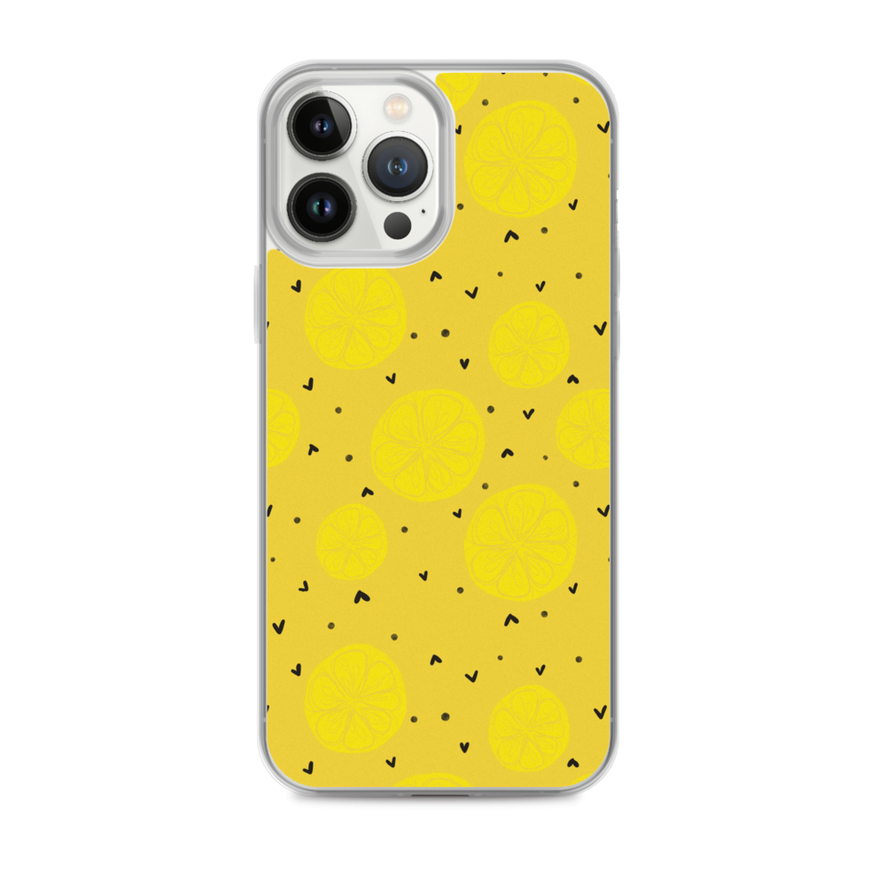 Yellow Lemon and Hearts iPhone Case