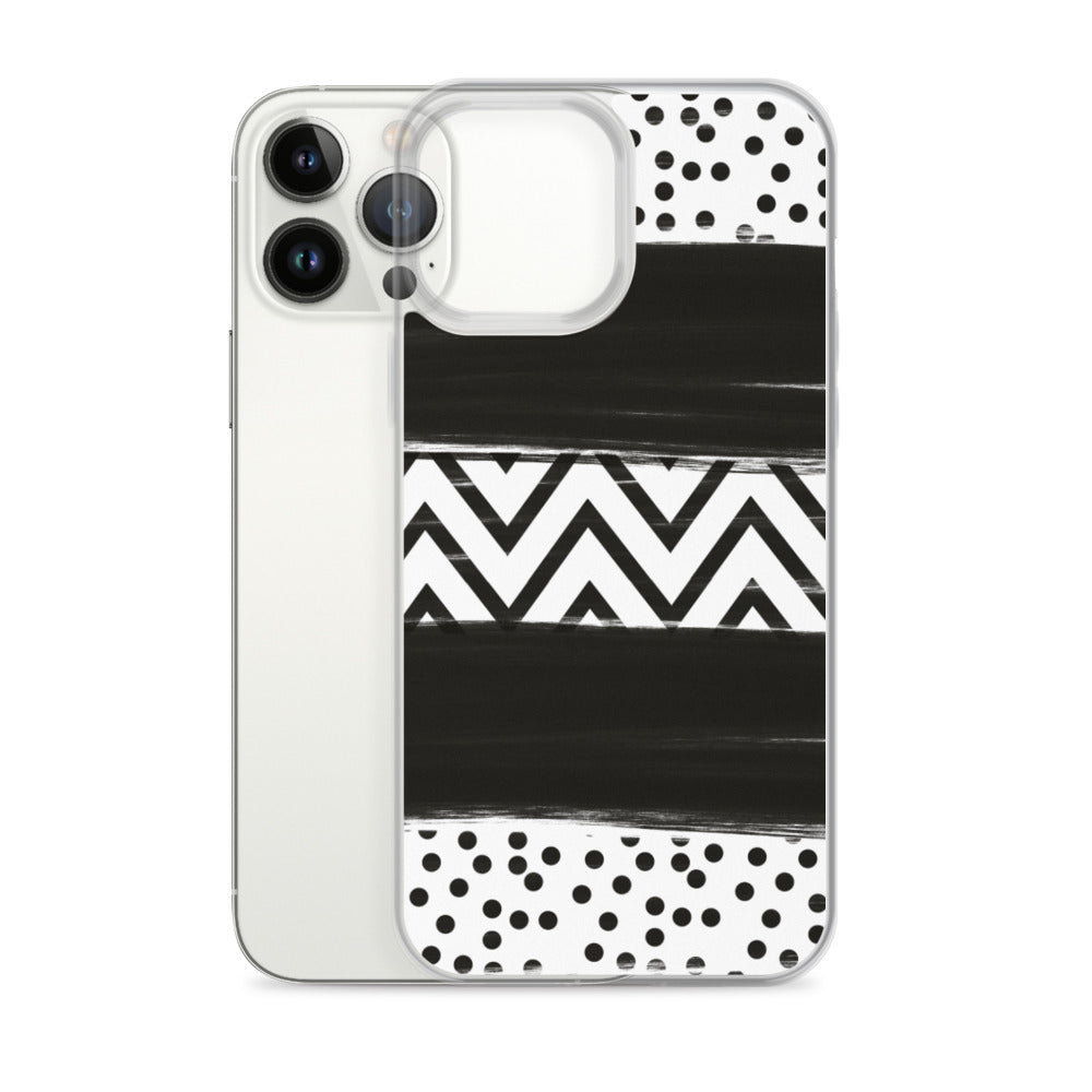 Black & White Chevron and Dots iPhone Case