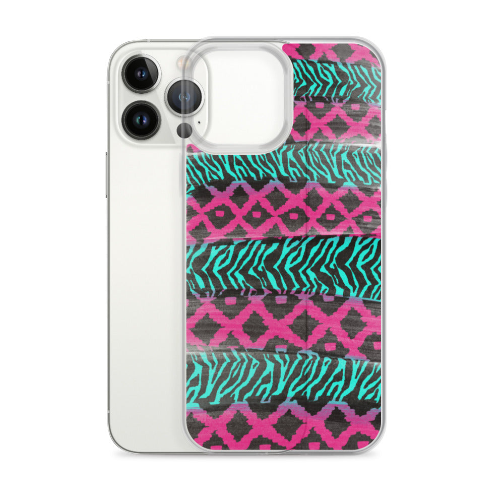 Pink and Teal Patterned iPhone Case