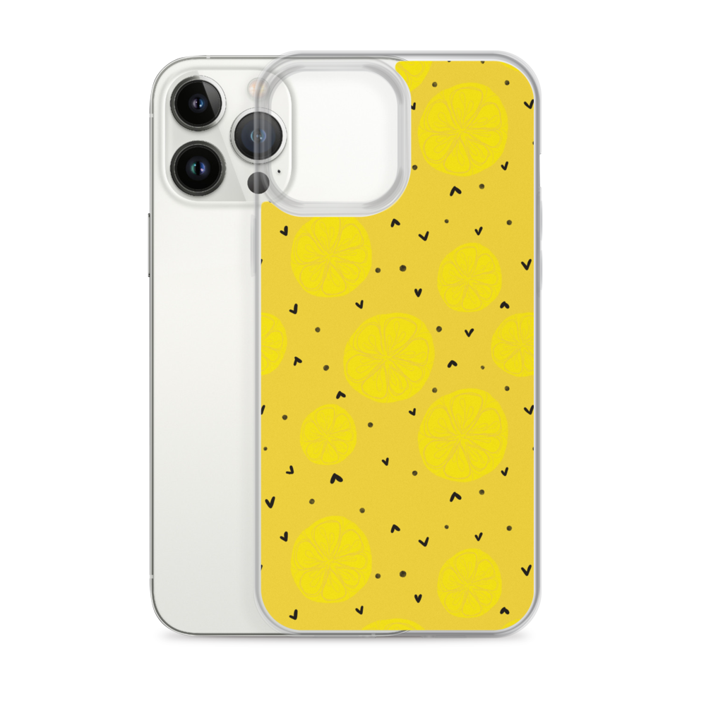 Yellow Lemon and Hearts iPhone Case