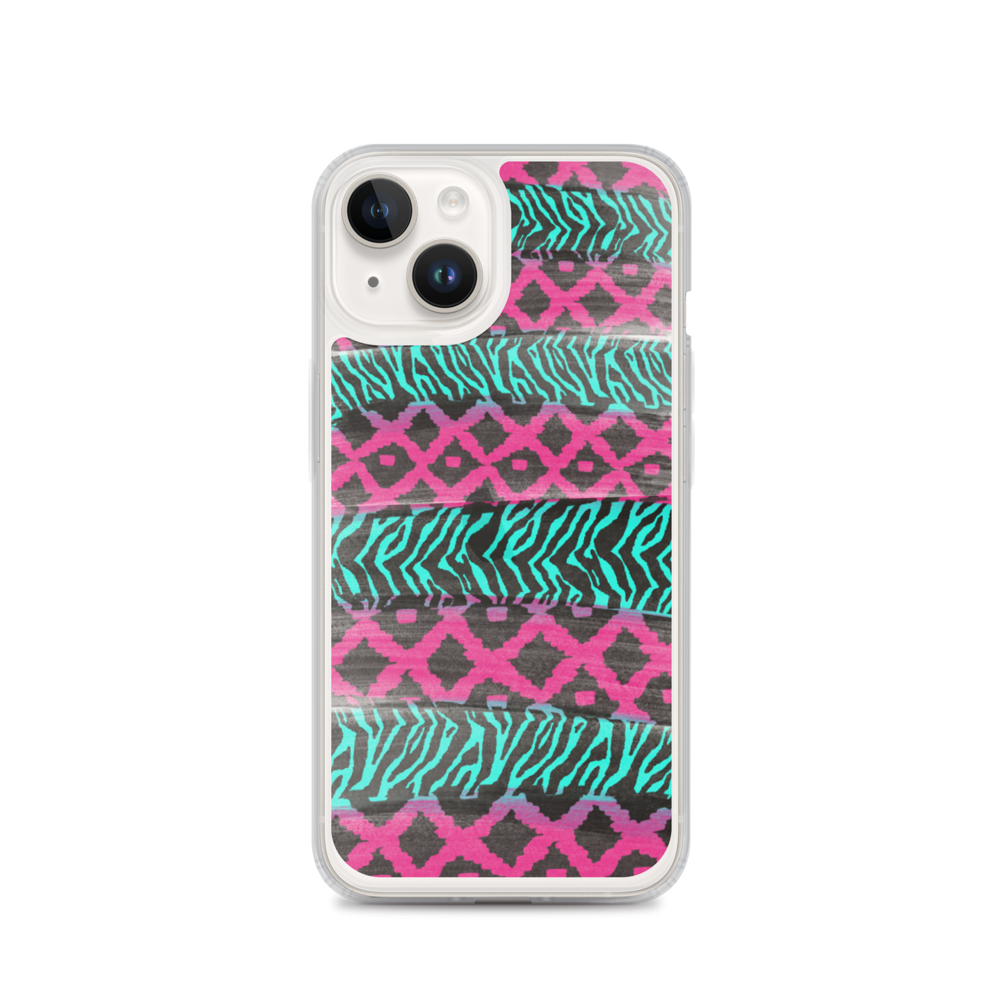 Pink and Teal Patterned iPhone Case