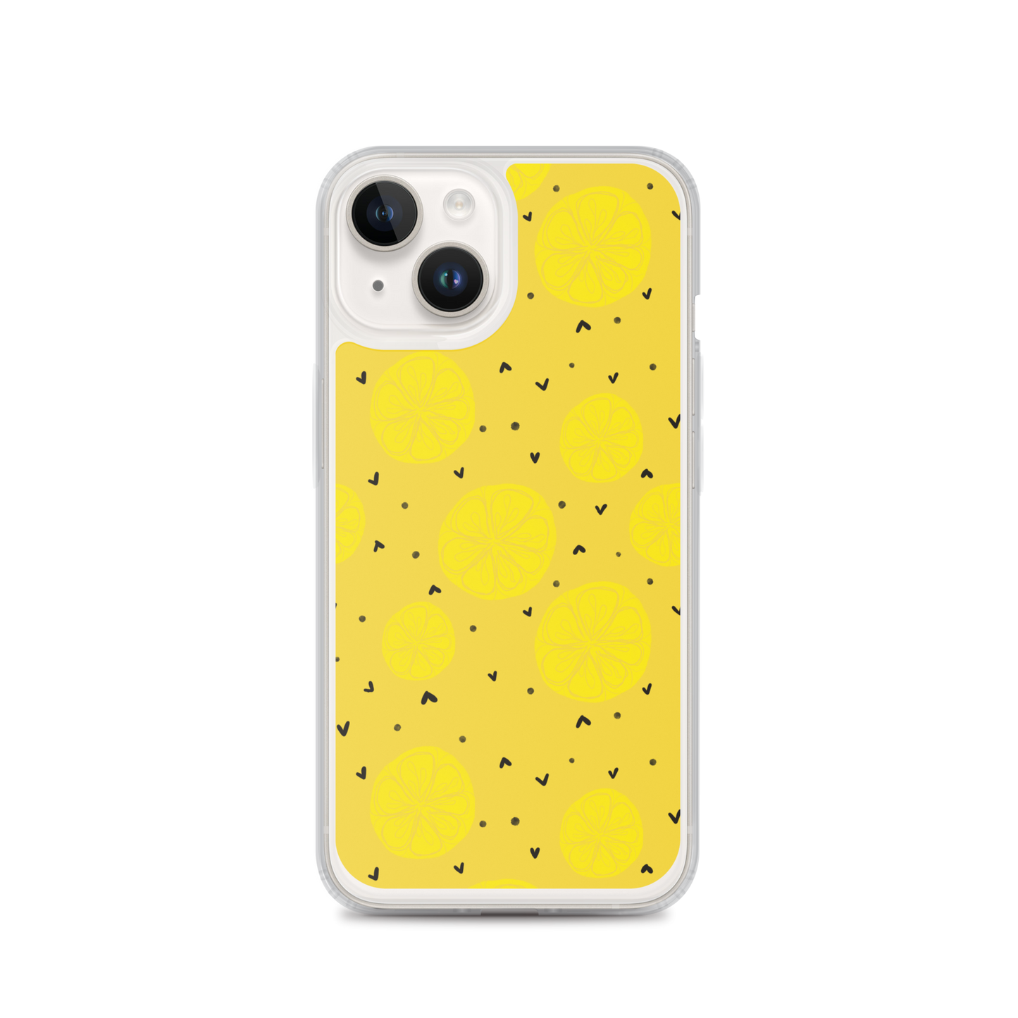 Yellow Lemon and Hearts iPhone Case