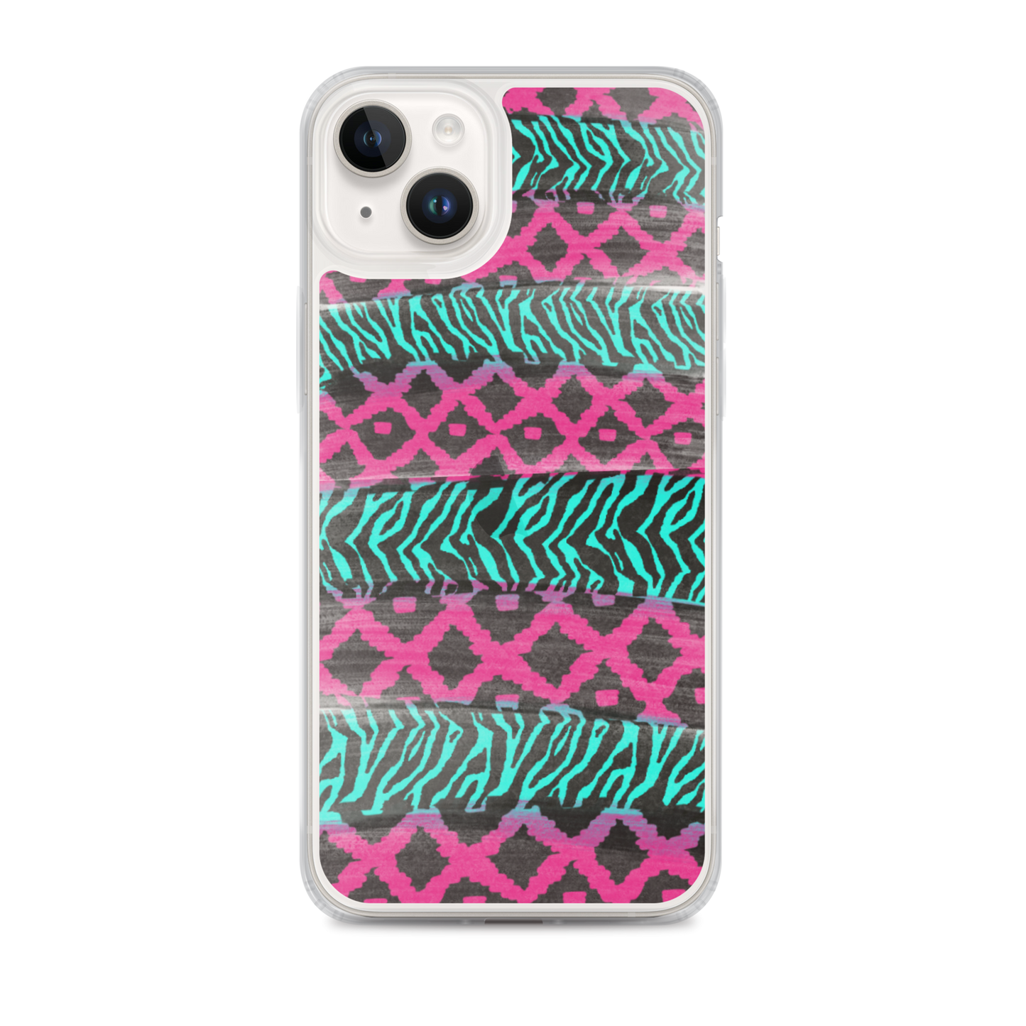 Pink and Teal Patterned iPhone Case