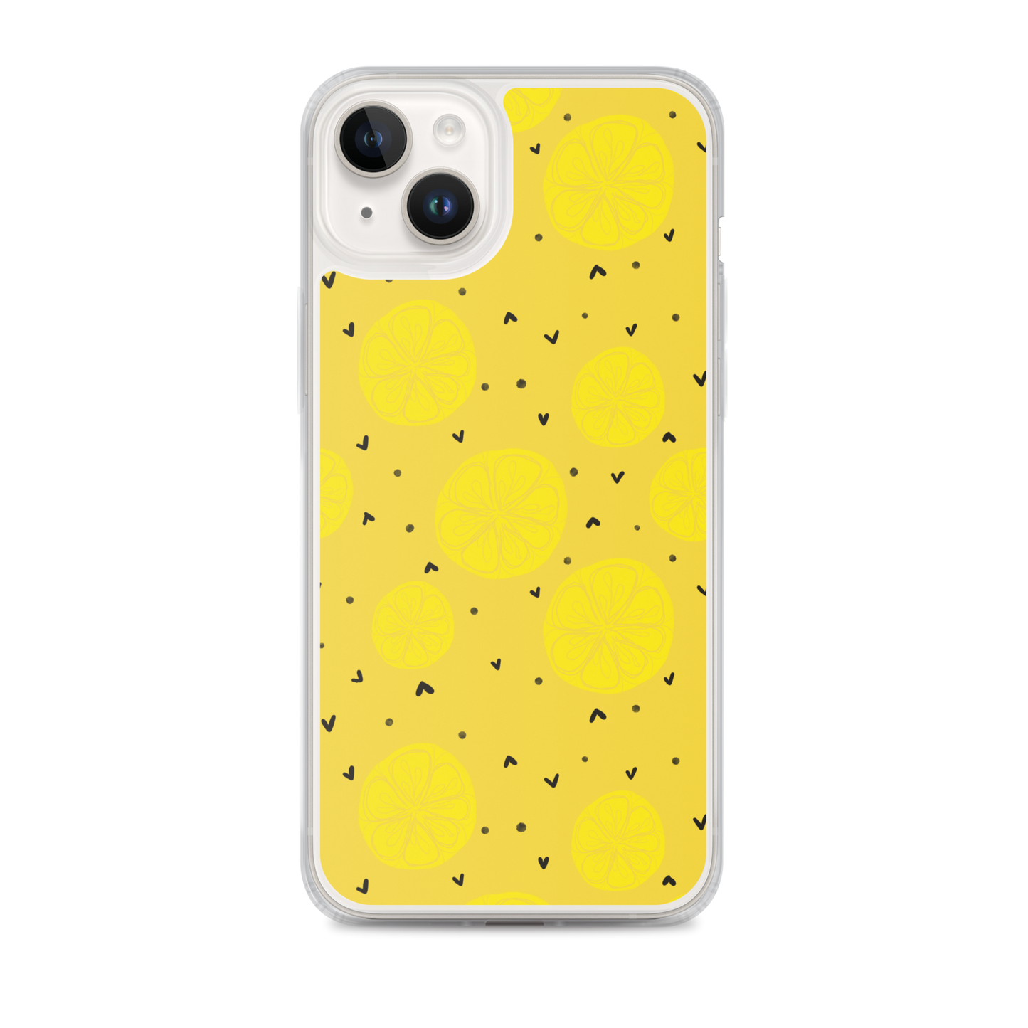 Yellow Lemon and Hearts iPhone Case
