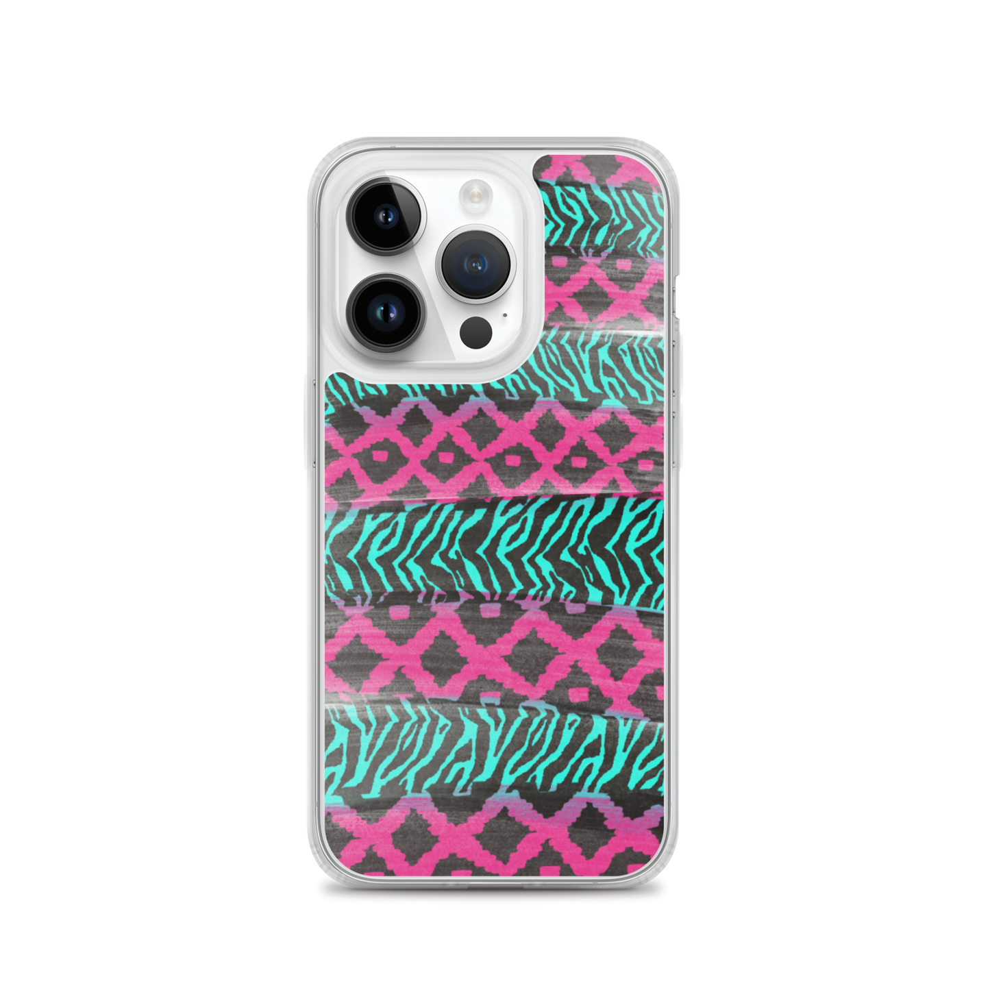 Pink and Teal Patterned iPhone Case