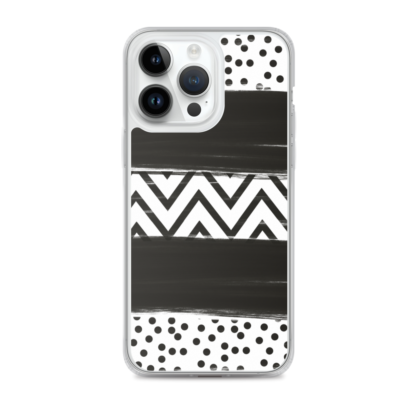 Black & White Chevron and Dots iPhone Case